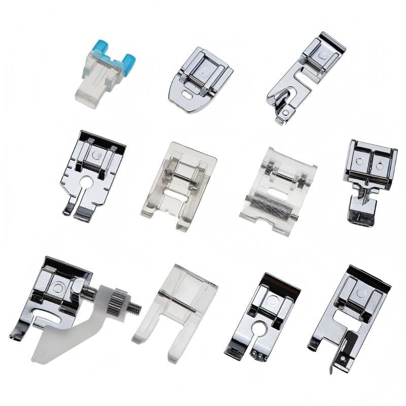 Kit 11 Pièces Pied de Biche Universel pour Machine à Coudre Domestique Pied Presseur Multifonctionnel Accessoires Couture Mercerie pour Réparation Ourlet Fermeture...