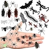 50PCS Halloween Party Supplies Black Plastic Spiders, Plastic Realistic Bugs Fake Spiders Mini Fake Spiders Party Joke Supplies for Prank Props, Halloween Decorations (ZZ-50PCS)
