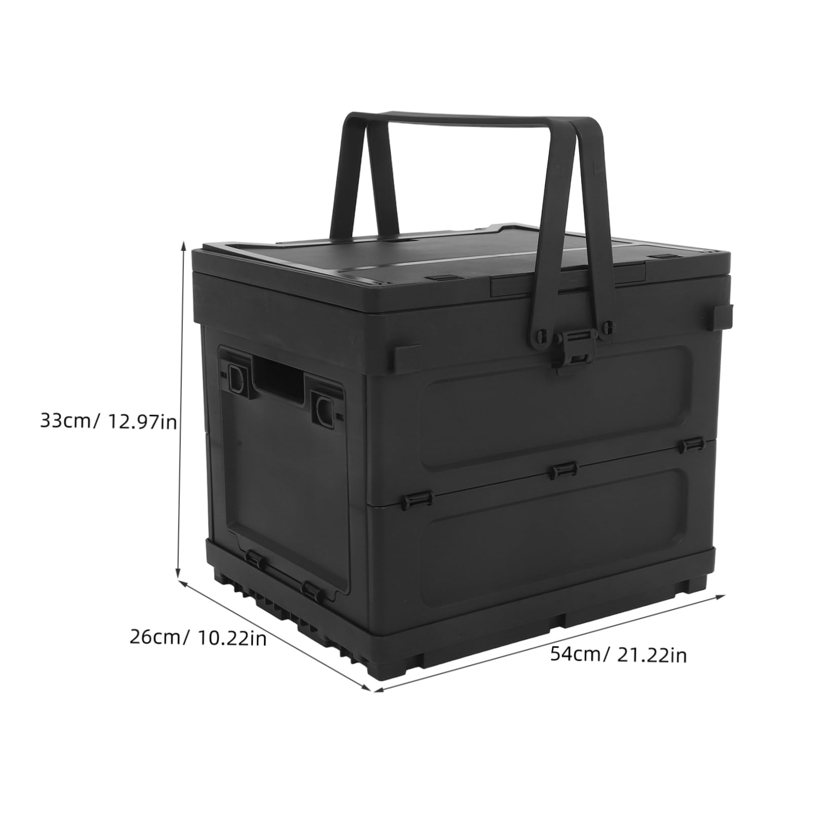 Caja de Almacenamiento Plegable de Plástico Negro para Camping Diseño Multifuncional con Asa Incorporada y Función de Mesa Pequeña y Maletero de Coche