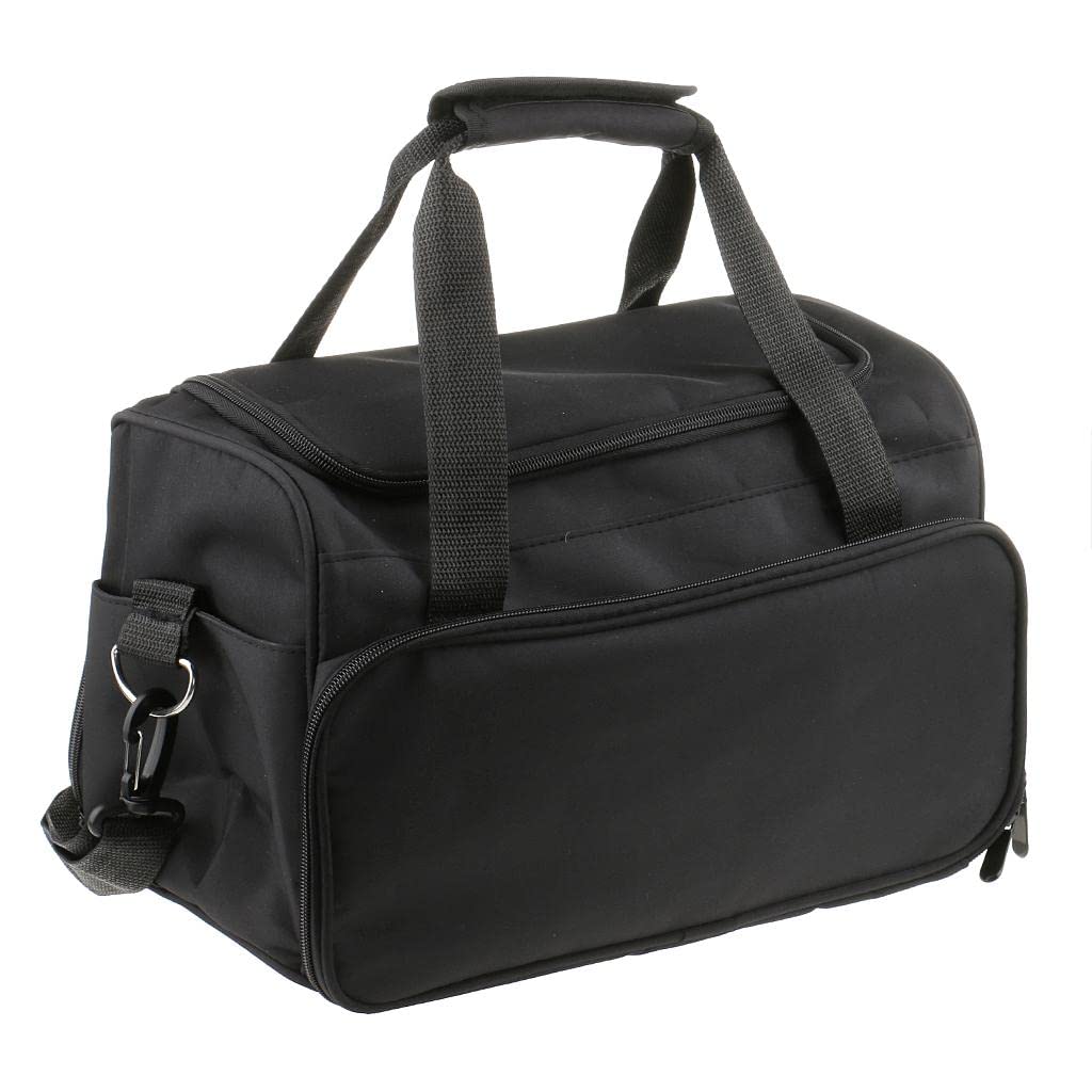 Borsa per attrezzi da parrucchiere e barbiere, custodia da viaggio professionale per acconciature, organizer portatile per uomo, in tela con tasche multiple e tracolle, colore nero