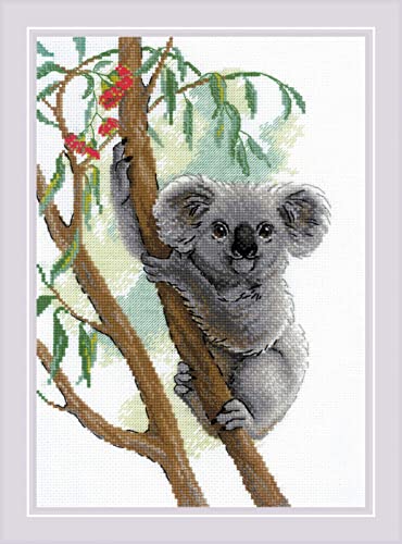 Image of RIOLIS - Cute Koala 2082, Animals Cross Stitch Kits 8 inchx11, Cross Stitch Kits for Beginners & Advanced, Crossstitching Kits Adult, Counted Stitching Kits, Embroidery Kit