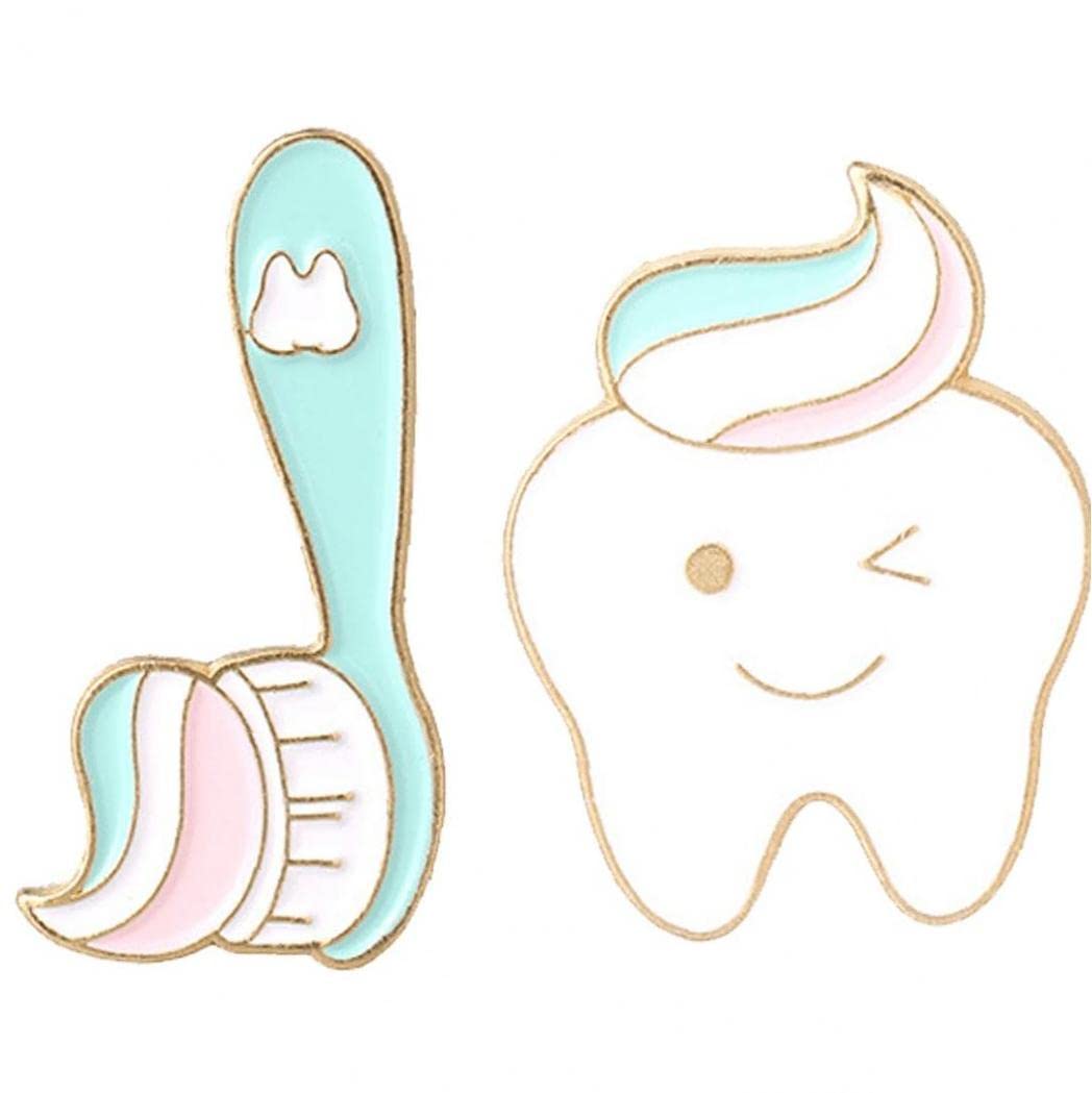 Danlai Women's Tooth And Toothbrush Brooches Pin Dental Badges Lapel Brooches Cute Teeth Jewelry Gift For Nurse Dentist