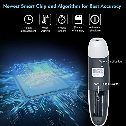 Forehead Ear Thermometer for Adults, Medical Infrared Digital Thermometer for Fever, Baby Kids Child with Fever Alarm 35 Sets Data Storage - Thumbnail 5