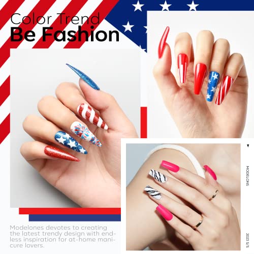 Image of modelones 50 ML Nail Polish Remover for Press On Nails Base Top Coat with 6 Colors Gel Nail Polish Set