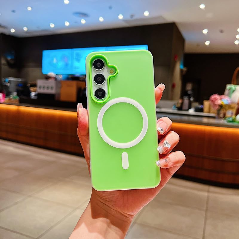 Image of LuxuryKase Magnetic Silicone Candy Case for Samsung Galaxy S24 Plus | MagSafe Compatible | Slim Protective Case | Lightweight & Flexible | Wireless Charging | Soft Matte Finish - Green