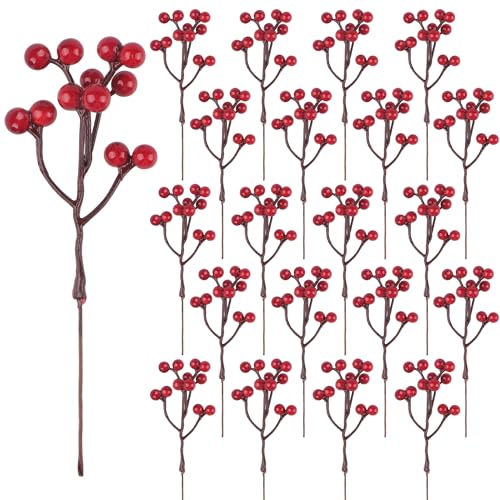 Fangoo 48 Stück 18cm Künstliche Rote Beeren für Weihnachtsbaum Deko...