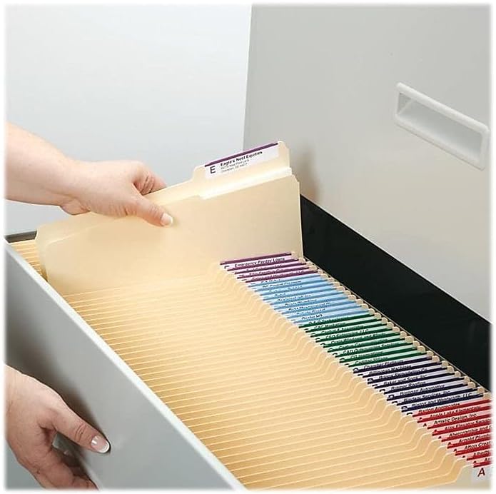 Smead 10385 Guide Height File Folders 2/5 Cut Right Top Tab Letter Manila 100/Box