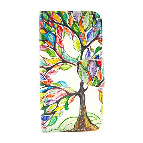 Galaxy S6 case,JanCalm [Kickstand] New Pattern Premium PU Leather Wallet [Card/Cash Slots] Flip Case Cover for Samsung Galaxy S 6 *Including -ONE Crystal Pen (Beautiful Tree)