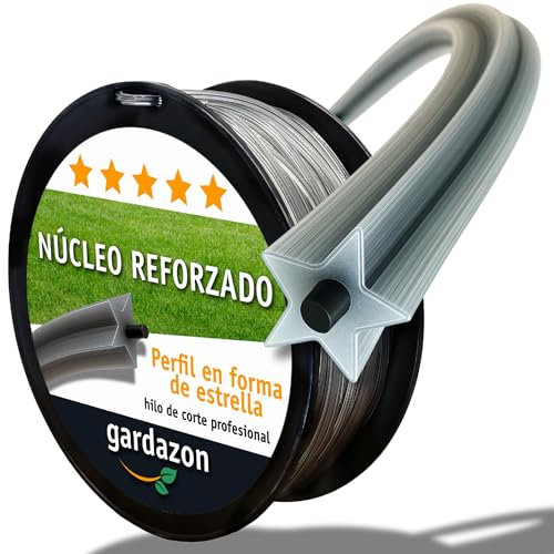 Gardazon Hilo desbrozadora Reforzado 2mm – 100m (Perfil en Estrella) – Atención: Extremadamente Afilado – Hilo Trenzado desbrozadora – Hilo para cortabordes