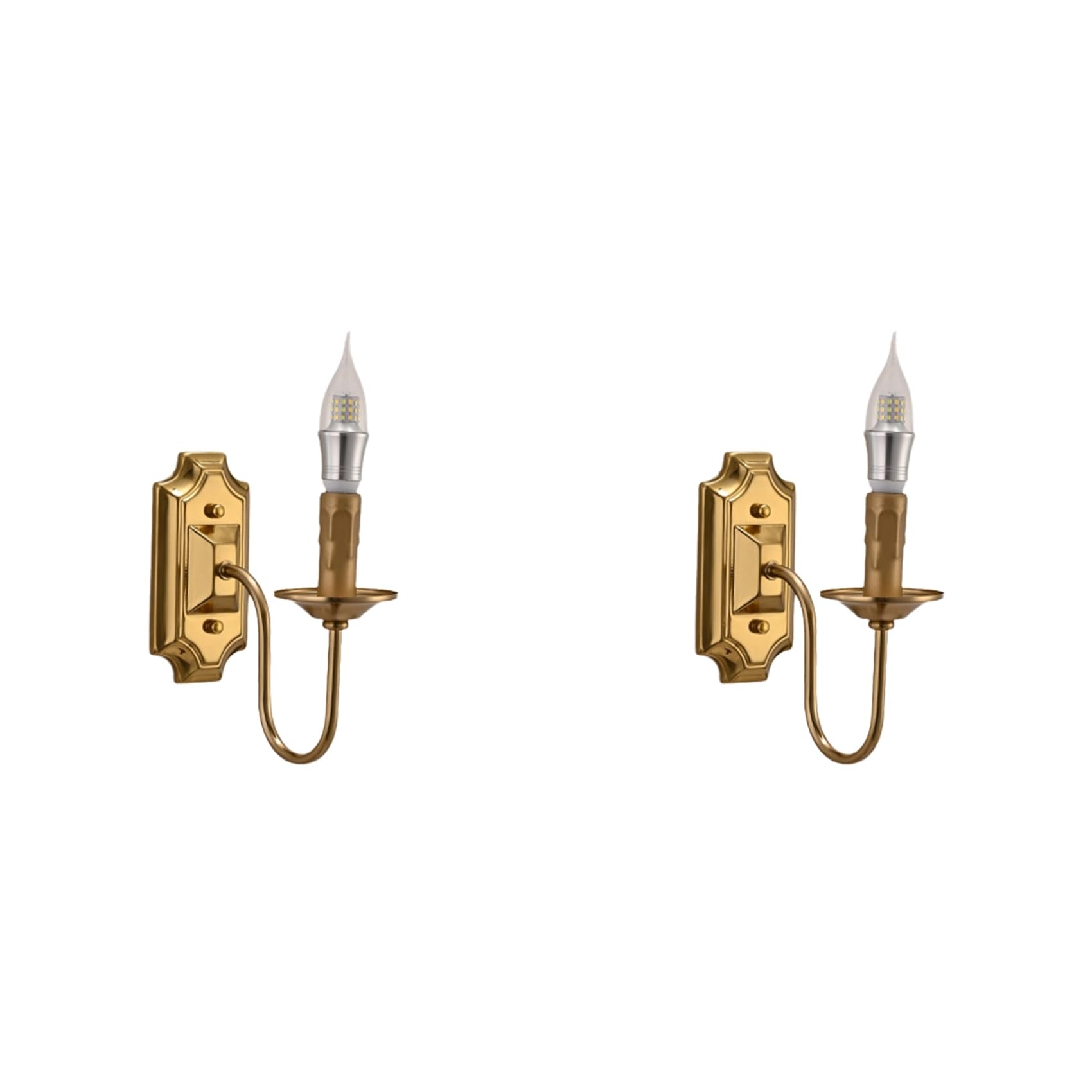 Hndhbfgrt 2X 3W Vintage Candlestick Wall Sconce E14 Base Metal Wall Light for Fixture Bedroom Living Room Hallway Bronze