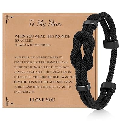TempBeau Love Knot Bracelet Gift for Men - Braided Cord Rope Bracelets for Men, String Bracelet with Meaningful Infinity Knot Valentines Anniversary Birthday Jewelry Gift for Man Husband Boyfriend Son