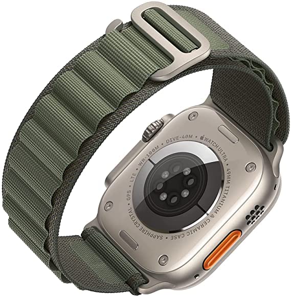 Blast Inn Textile Nylon Rugged Alpine Loop Straps for i-Watch 49mm 45mm 44mm 42mm, Adjustable Sport with Titanium G-Hook Braided bands for i-Watch Series Ultra/8/7/6/5/4/3/2/1/SE, Women Men (Green) [WATCH NOT INCLUDED]