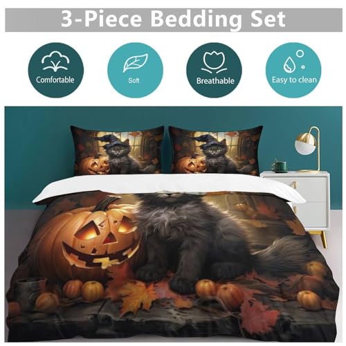 Housse de couette polyester microfibres motif citrouille d'Halloween - 6