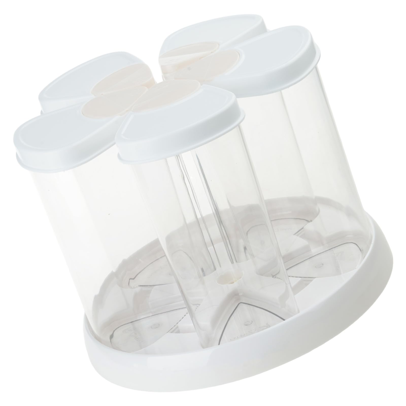NEWFT Clear Multiple Compartment Kitchen Storage Bin Rotating Lid Systems for Flour Cereals and Legumes Sealed Proof Design Rotating Rice Storage Container Clear Grains Container Multiple Food Box