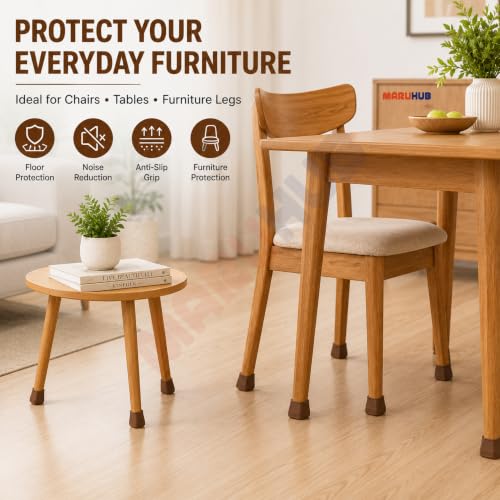 Image of MaruHub Non Slip Furniture Pads for Hardwood Floors, Furniture Leg Protectors for Chair, Table, Sofa, Self Adhesive Rubber Pads to Prevent Floor Scratches & Reduce Noise (Black, Model 18)