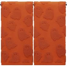 SmoothNovelty 2 Pcs Hand Towels for Bathroom Halloween Hand Towels 100% Cotton Absorbent Decorative Jacquard Weave for Halloween Bath Kitchen Decor Gift, 13.8 x 29.5 InchOrange,Ghost