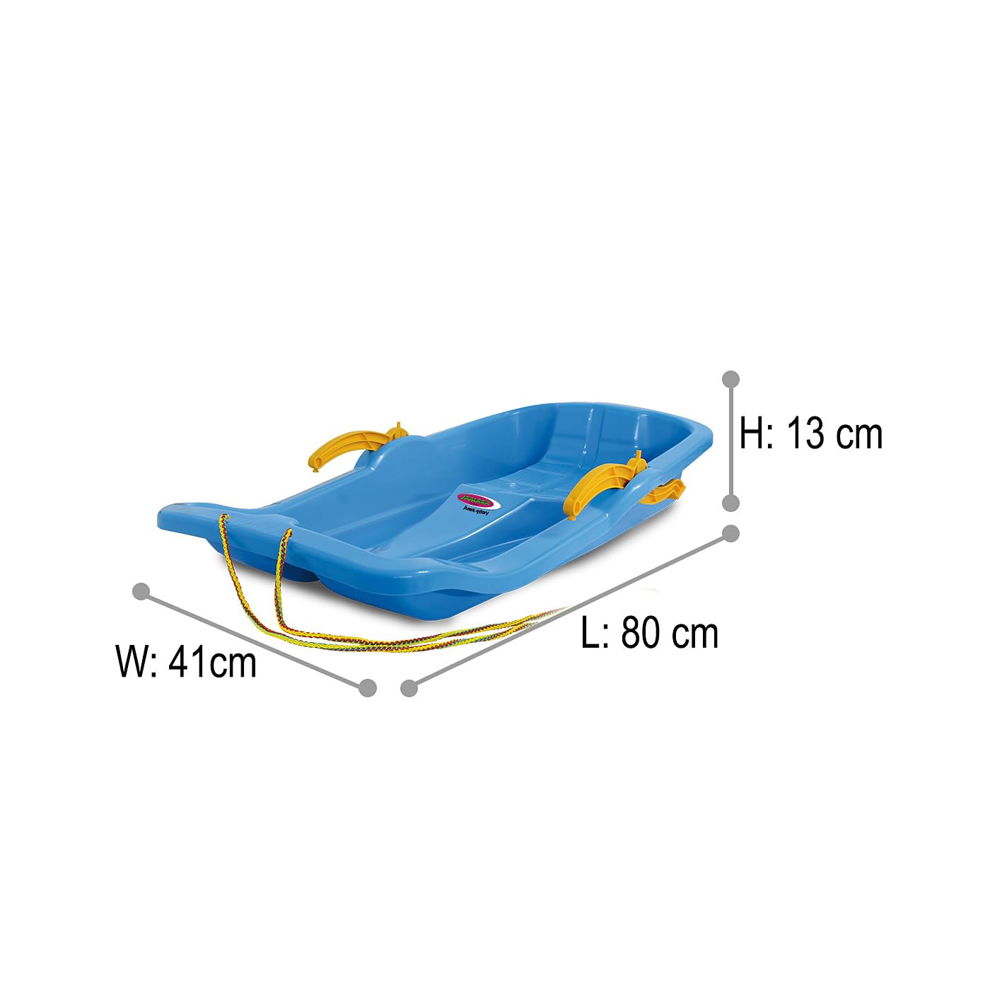 Jamara 460365 460365-Snow Play Bob Karol avec Frein 80 cm de Direction par tirage du Frein à Main Corde à Tirer Aérodynamique Structure Ergonomique en Plastique Robuste 1 kg Bleu