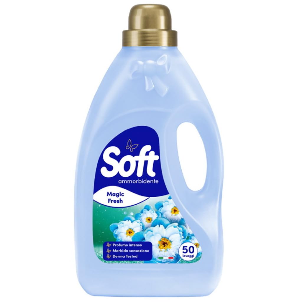 Soft Ammorbidente Magic Fresh - Suavizante líquido (3 unidades, 50 lavados, 2750 ml, incluye llavero Beni Culinari gratuito)
