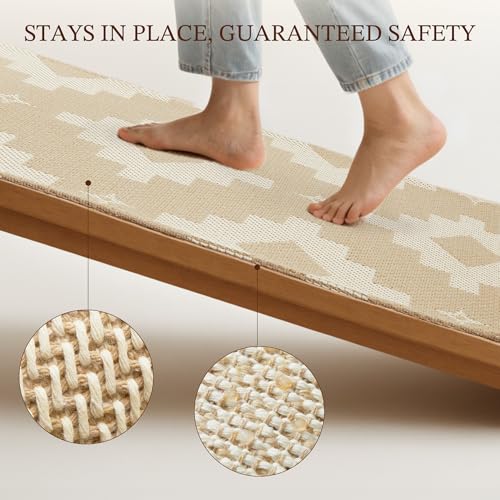 Tapete decorativo beige geométrico 3x5 ft lavable miniatura 4