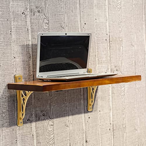HARPOON Wall Shelf Bracket, Heavy Duty and Hardware Included, 2 Pack, Brushed Gold Finish 9.5" X 7.5" Inch - Image 3