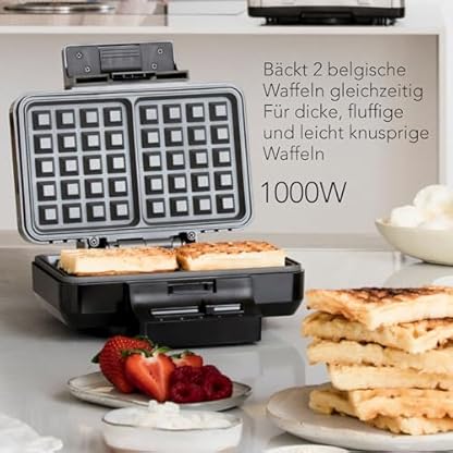 Wilfa GAUFRES Doppel-Waffeleisen - Belgische Waffeln - 1.000 W - Antihaftbeschichtung - einstellbare Temperatur - mit Signal-LED (schwarz) – Bild 4