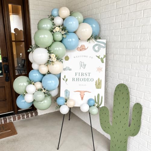 Image of 129 Pcs Dusty Blue Sage Green and White Balloon Garland Kit