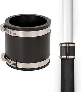 Fernco P1056-3/250 3-in. x 2.5-in. Cast Iron, Plastic and Steel Pipe Flexible Reducer Coupling Connector Adapter in Black