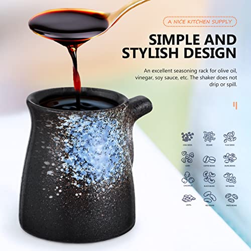 Yarnow Ceramic Soy Sauce Bottle with Lid Multi-Use Blue Vinegar Cruet for Kitchen Sushi/sashimi Easy-Clean & Leak-Proof Japanese Style Dispenser 10x8.5x7cm - Image 3