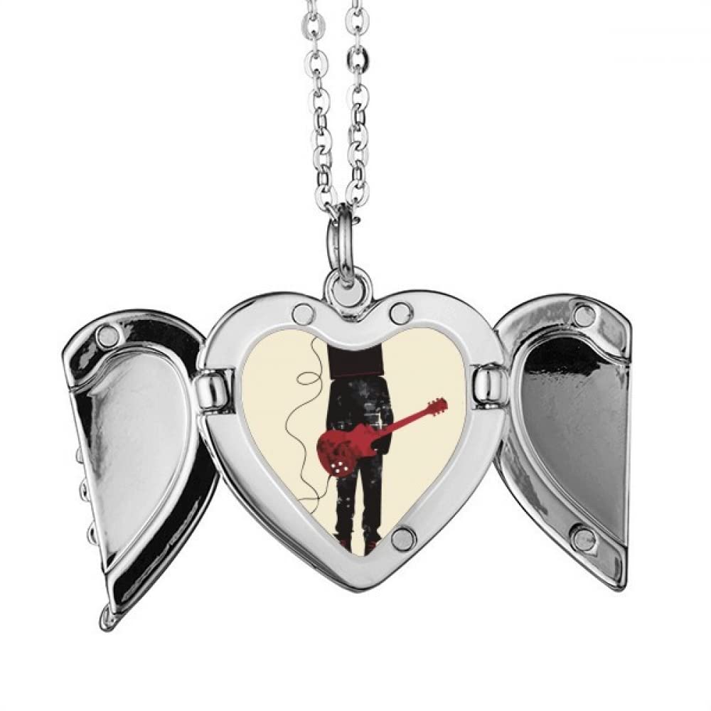 no/no Guitar Music Instruments Crazy Man Angel Wings Necklace Pendant Fashion Gift