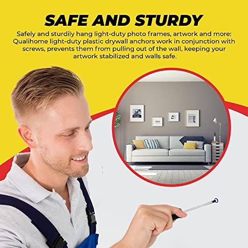 Premium Quality Ribbed Plastic Anchors, 100 Pack (#10-12 X 1") #TOP2