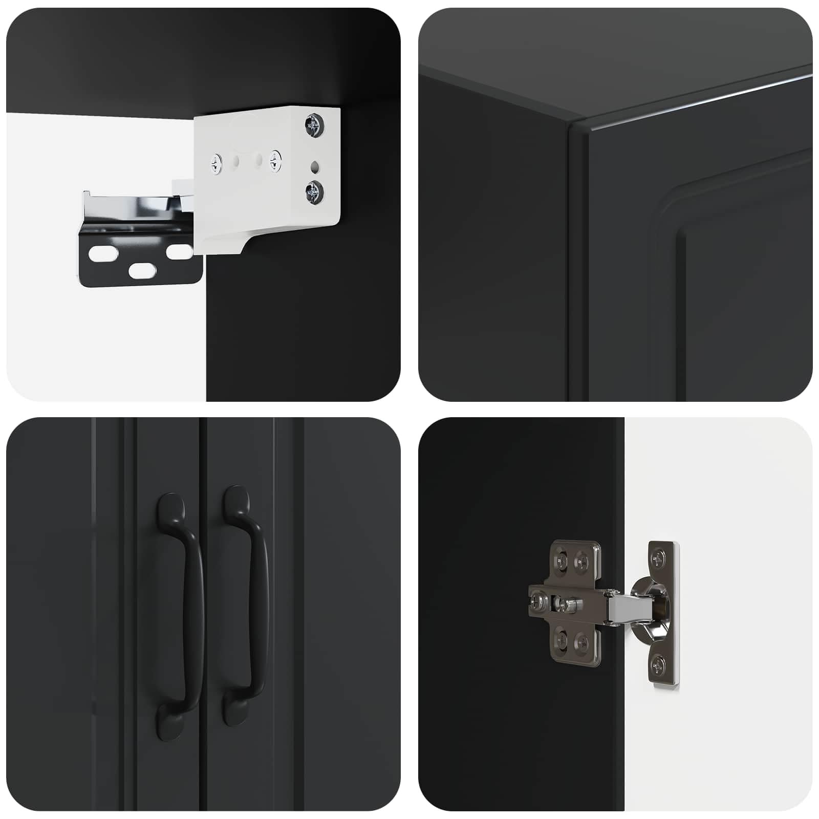 Armadio da parete nero, 59 x 31 x 60 cm, in legno, armadietto multiuso con serratura, 2 ante con serratura, scaffale regolabile per ufficio, corridoio, garage