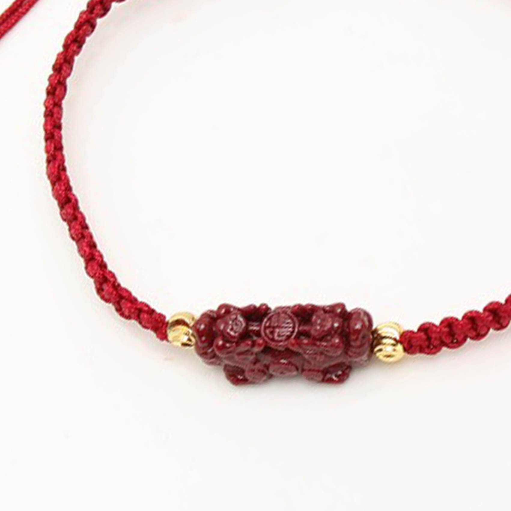 2 Piezas, Pulsera Budista De La Suerte Hecha A Mano con Hilo Rojo De Piedra De Cristal De Cinabrio Feng Shui, Amuleto Vintage De Buena Suerte A