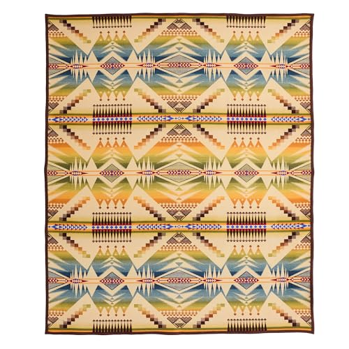 Image of Pendleton Jacquard Unnapped Twin Blanket, 64 x 80 in, Heirloom Virgin Wool