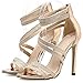 Tscoyuki Women's Stiletto Sandals Rhinestone Ankle Strap Open Toe High Heels Party Wedding Pumps Shoes