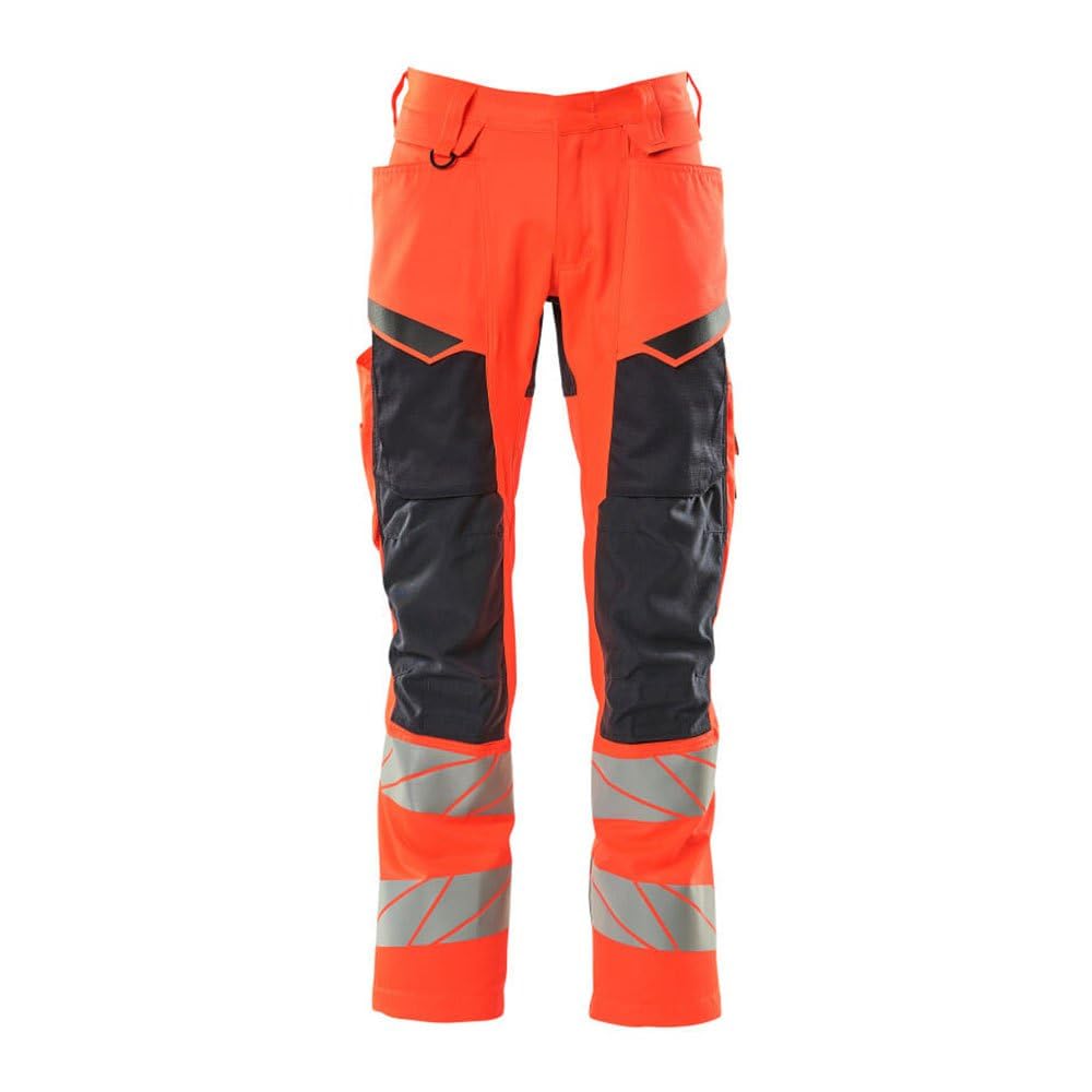 Mascot Accelerate Safe Prowash 19579-236-22210 - Pantalones elásticos con bolsillos en las rodillas, color rojo y negro, talla 82C50