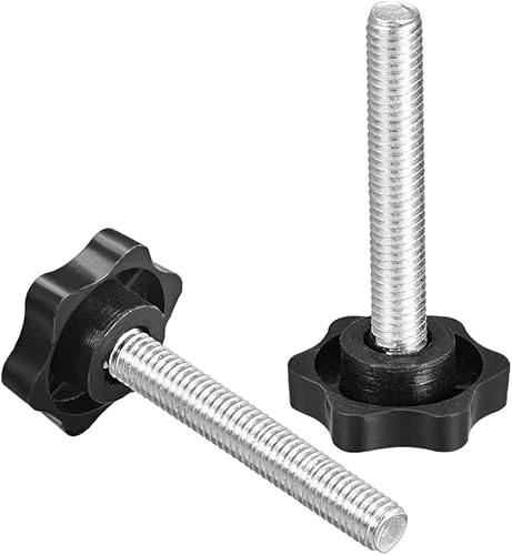 Miniatura 3 de uxcell Pomo de tornillo de sujeción, 1.496 in de diámetro con forma hexagonal de ciruela, perilla de estrella M8 x 2.362 in, rosca macho, 2 unidades