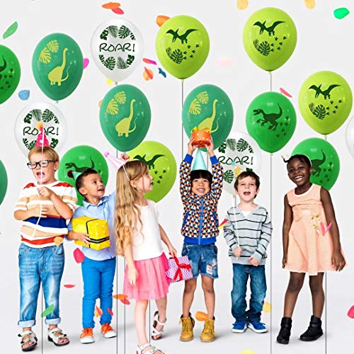 Dinosaurussen Latex Ballonnen, 12 Inch Witgroene Latex Ballonnen met Lint voor Baby Shower Dino Jungle Jurassic… - Image 8