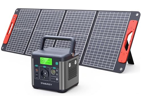 SWAREY Kit Énergie Solaire Portable – Générateur 300W 222Wh + Panneau Solaire Pliable 100W – Recharge Rapide AC/DC/USB/Type-C/QC3.0 – Pour Camping, Voyage, Urgence