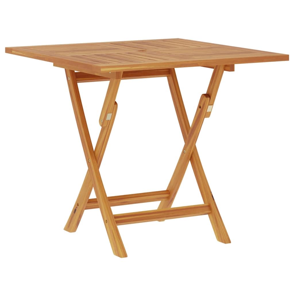 vidaXL Square Folding Dining Table - Portable Solid Teak Wood Garden Furniture for Outdoor Camping, Picnic - Smooth Fine Sanded Finish, 4-Seater with Umbrella Hole