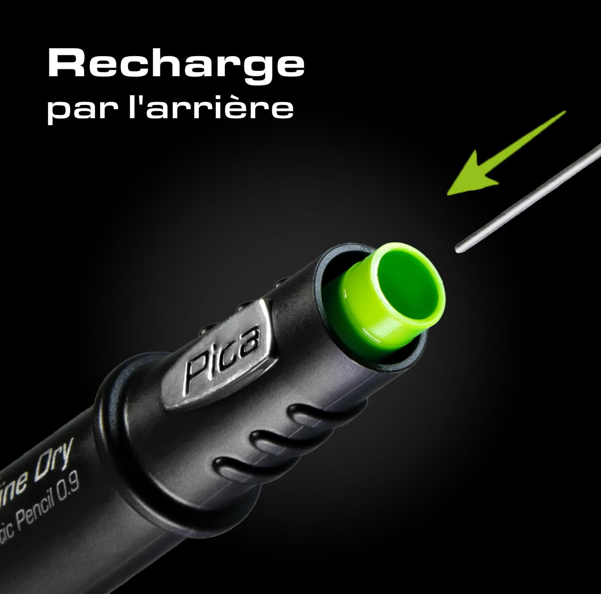 Pica Bundle Fine Dry 70703 I Porte-mine avec mines spéciales 0,9 mm | Comprend Fine Dry 7070 I 29 mines graphite H I rechargeable I idéal pour des marquages précis