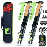 Alpteq® Wanderstöcke faltbar Carbon mit Korkgriff | Bergsport Trekkingstöcke | Nordic Walking...