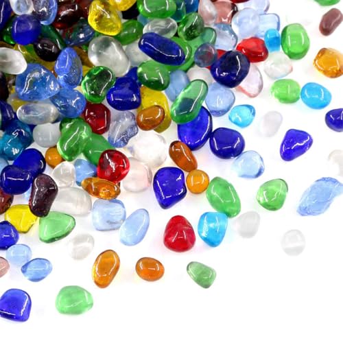 Image of 1 LB (460g) Tumbled Irregular Sea Glass Gemstone Chips, Colorful | Vibrant Long-Lasting Hues, Premium Polished, Safe Non-Toxic Material, Ideal for DIY Crafts & Decorations