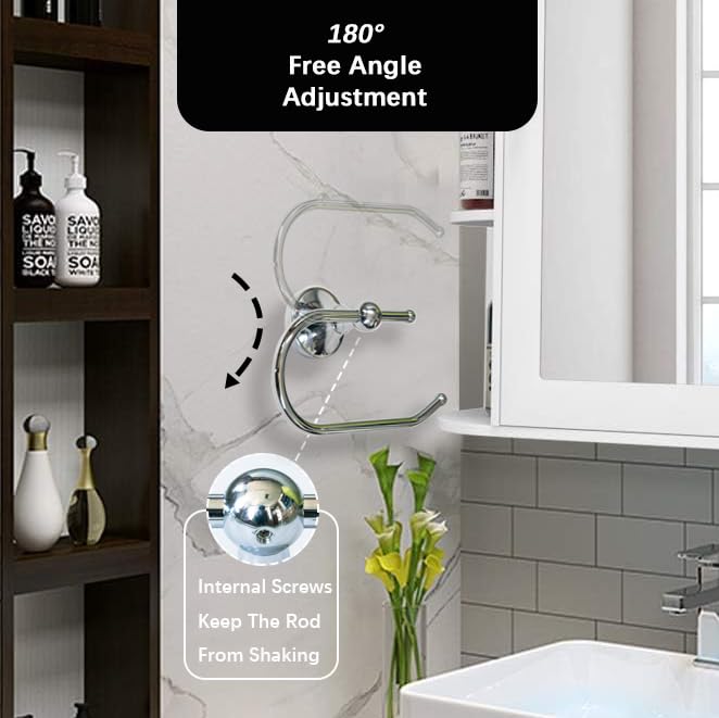Celbon Sliver Chrome Toilet Paper Holder Wall Mounted Antique Brass Toilet Roll Holder 18.5cm/7.28‘’ Towel holder for Bathroom or Kitchen Room (Silver) - Image 4