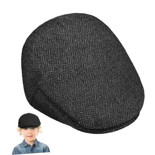 Boy Girl Newsboy Cap for Boys Vintage Hat Black and Grey Sturdy Blend for Casual and Formal Outfits Enhances Self-Expression and Style