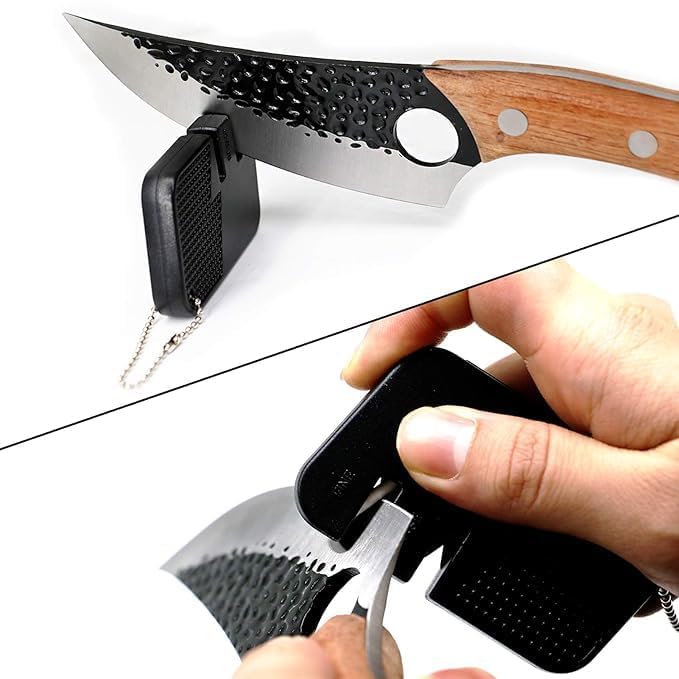 Image of Chefs Knife Ultra Sharp High Carbon German Stainless Steel Forged Blade,for Meat Cutting,Chopping, Ergonomic Wooden Handle (Wooden Handle + Sharpener+Gloves)