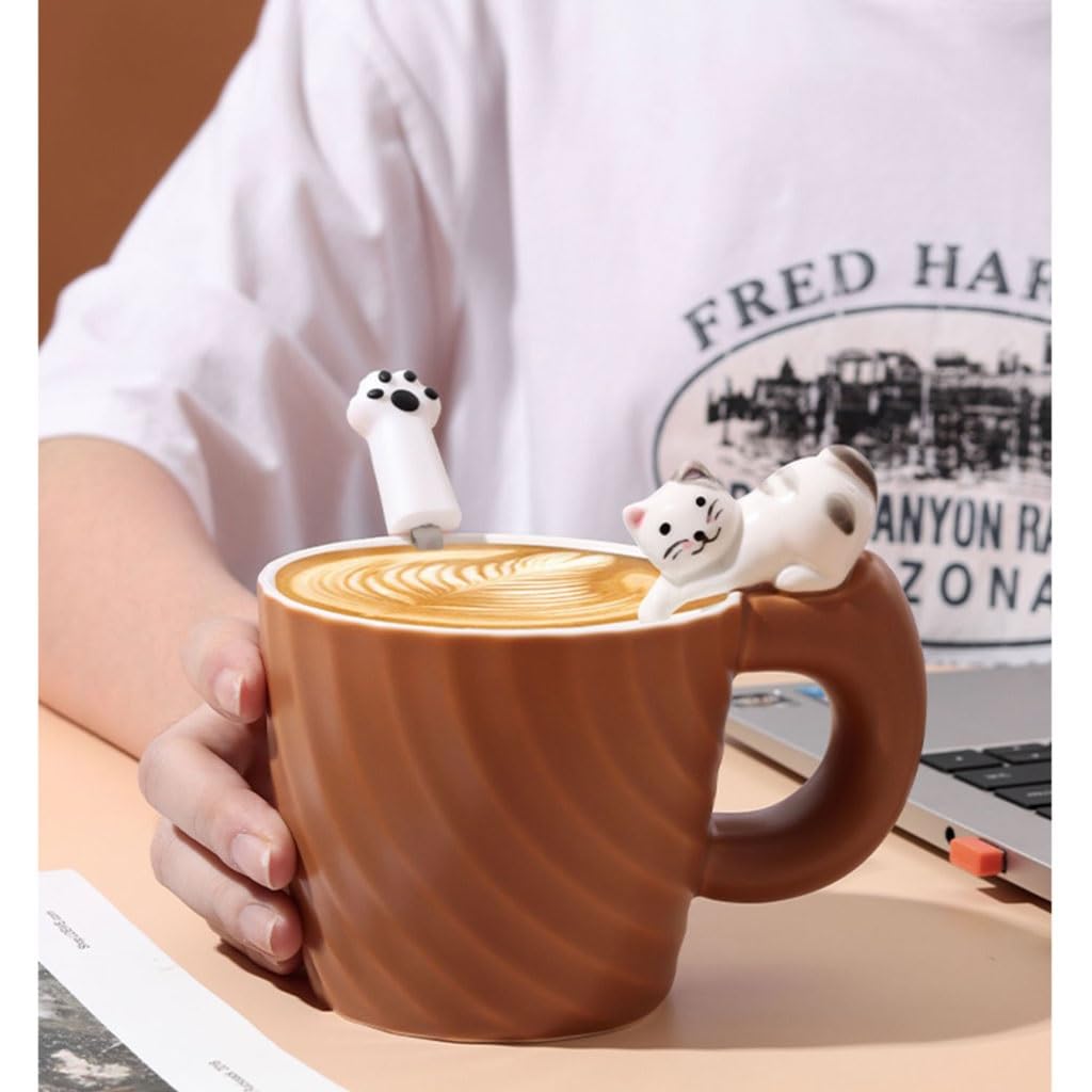 NEBE Tazas Taza de cerámica con Cuchara, Taza de café de Oficina de Gran Capacidad, Taza de Leche Tazas para Cafe(B)