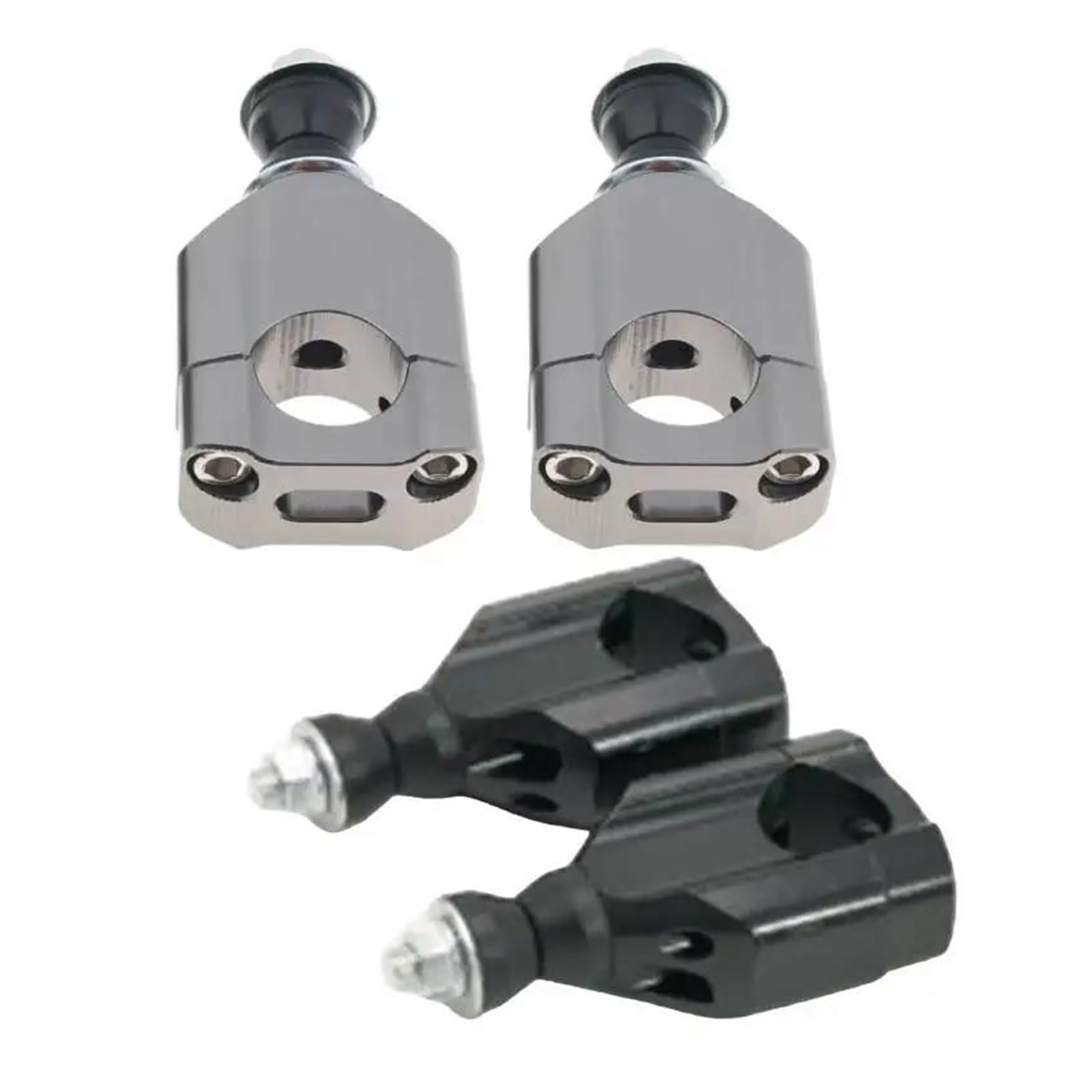 2 Piezas 22 Mm 1 1/8 'Adaptador Abrazadera Manillar Motocicleta Aluminio Manillar Delantero Motocicleta Abrazaderas Montaje Barra Gruesa Elevador Dirt Bike ATV(Plata)