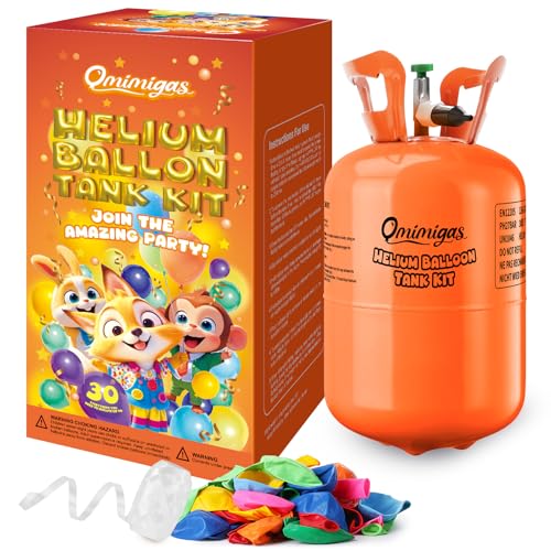 Helium Tank for Balloons at Home 7L with 30 Latex Balloons Ribbons Ideal 99.99% Pure Helium Gas Tank Pump Kit (1 Tank)