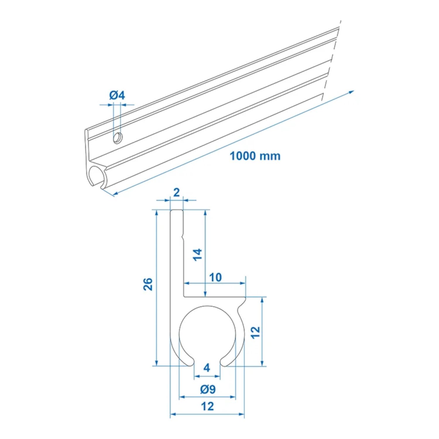 3 STK Kederschiene für Wohnmobil Alu schwarz 180 Grad 100 cm für 7-8 mm | Kederleiste als stabile Führungsschiene für Kederschnur, Vorzelt, Markise und Camping Zubehör Preiswert&Gut