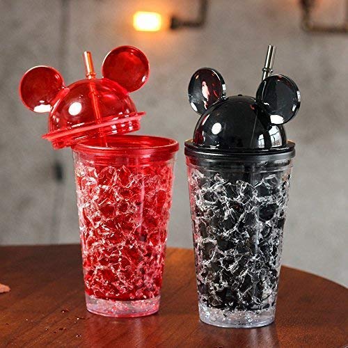 Image of miRim Mickey Acrylic Frosty Plastic Glass Sipper /Tumbler With Straw and Lid (650 ml) - 1 Piece (Black)